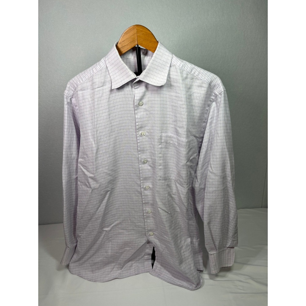 Ike‎ Behar New York Mens 16 35 Dress Shirt Purple Blue Check Cotton